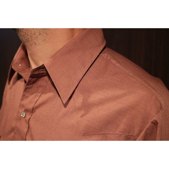 Vintage Chute #1 Pearl Snap Western Wear Button Up Rodeo 80s Brown Size M - Picture 6 of 7
